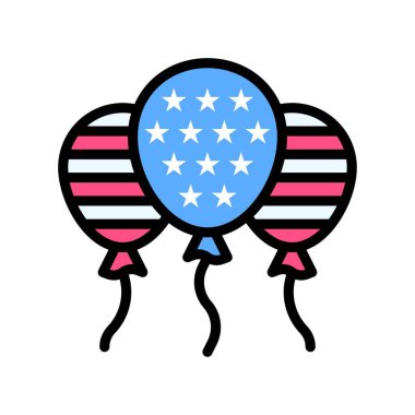 4 Temmuz Birleşik Devletler bayrağı balonların içinde düzenlenebilir felçli küçük yıldız vektörleriyle
