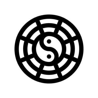 Çin 'de yeni yıla ilişkin yin yang yıldız falı vektörü doğrusal stilde