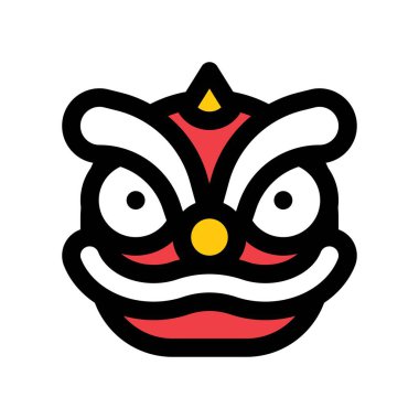 Çin Yeni Yılı 'na bağlı aslan dansı yüzlü vektörü.