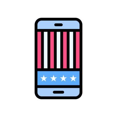 4 Temmuz Birleşik Devletler bayrağı küçük yıldızlarla ve düzenlenebilir felçli vektörlerle hareket halinde