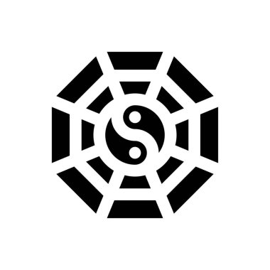 Çin Yeni Yıl burcuyla ilgili yin yang vektörü katı tasarım