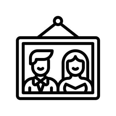 düğün ve aşk ilişkili çift fotoğrafı vektörü çizgisel tarzda