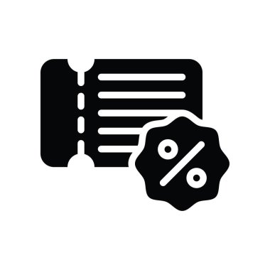 bilet ve yüzdelik etiketi veya iskonto kartı vektörü katı tasarım