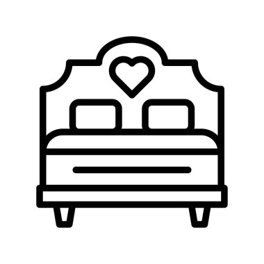 düğün ve aşk ilişkili çift yatak veya lineal tarzda çift yatak vektörü
