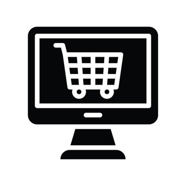 bilgisayar ve alışveriş tramvayı vektörü katı tasarım