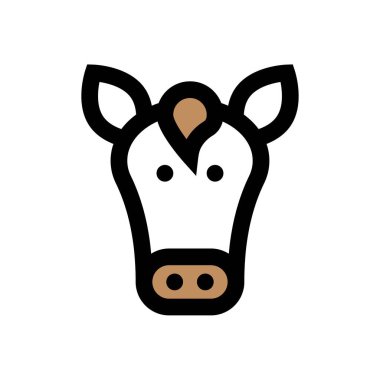 Çin 'e özgü yeni yıl at suratı, düzenlenebilir felçli saç vektörü.