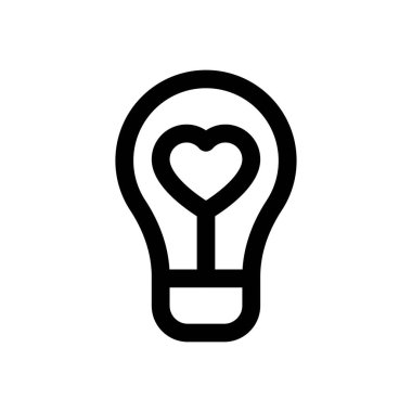 Aşk ve düğünle ilgili ampul kalp vektörü çizgisel tarzda