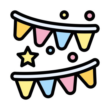 Bebek partisi, dekorasyon pankartıyla yeni doğan bebek kutlaması ve düzenlenebilir felçli yıldız vektörü.