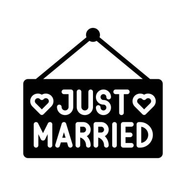 Düğün ve aşkla ilgili yazılı metinler ve katı tasarım kalp vektörü.