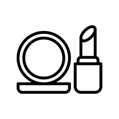 dudak nemlendirici ve ayna simgesi, süpermarket konsepti, vektör çizimi 