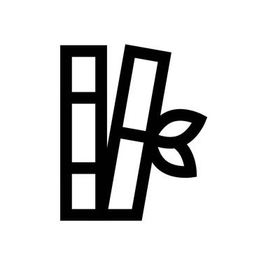 Yapraklarla ilişkili iki bambu Çin Yeni Yıl vektörü doğrusal stilde