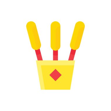 Düz tasarımda Çin 'in yeni yıl vektörüyle ilgili tütsü