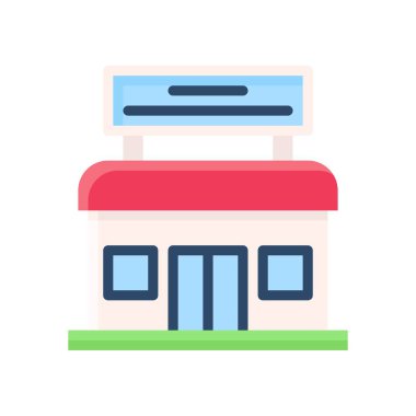 dükkan simgesi, süpermarket konsepti, vektör illüstrasyonu