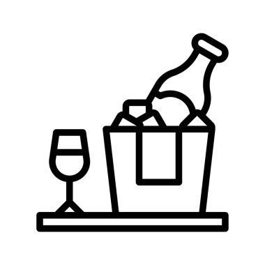 Düğün ve aşk ilişkili şampanya şişesi. Çizgisel olarak cam taşıyıcı.