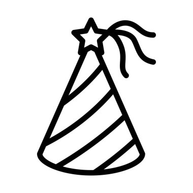 doğum günü veya yeni doğan bebek doğum günü şapkası yıldız ve vektörleri doğrusal olarak çizer