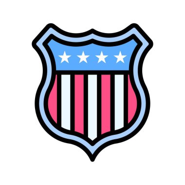 4 Temmuz Birleşik Devletler bayrak rozeti ve küçük yıldız vektörleri düzenlenebilir felç