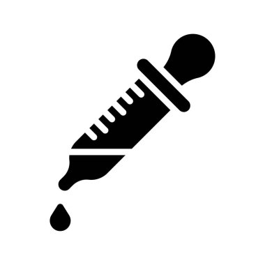 Laboratuvar simgesi ile ilgili laboratuvar aşısı, damlatıcı ve damlama vektörü içeren katı tasarım.