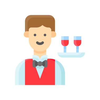 düğün ve aşkla ilgili düz dizayn garson vektörü