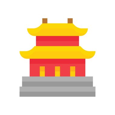 pagoda ya da apartmanla ilgili yeni yıl vektörü düz tasarım