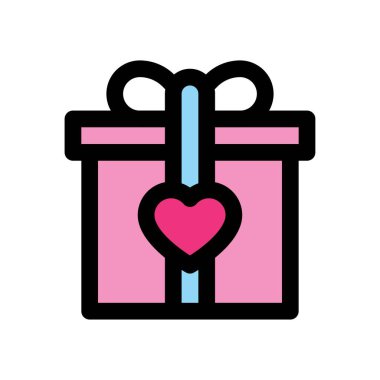 Aşk ve düğünle ilgili kalp hediye kutusu vektöründe düzenlenebilir felç