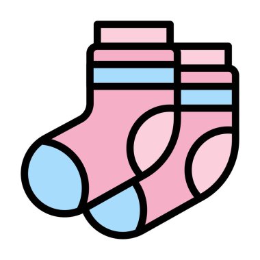 Bebek partisi ile ilgili şirin bebek çorapları. Kış vektörü için düzenlenebilir felç.