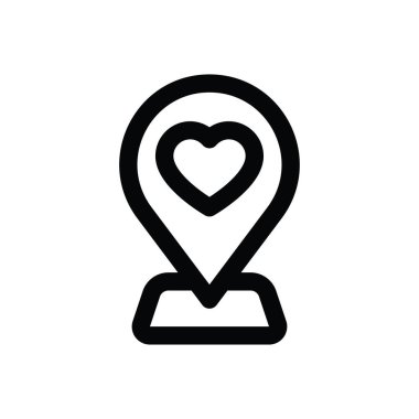 Sevgililer günü, ilgili aşk ve romantizm, harita konum vektörleri, doğrusal stilde,