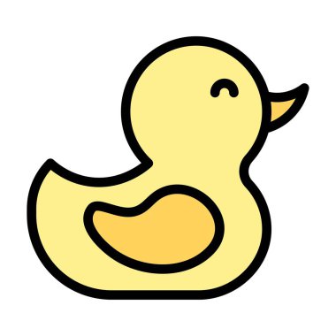 Bebek partisi ile ilgili şirin plastik ördek. Küçük bebek için. Düzenlenebilir felçli vektör oyunu.