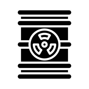 Katı tasarım içinde radyasyon işareti vektörü olan laboratuvar ikonu ile ilgili tıbbi varil