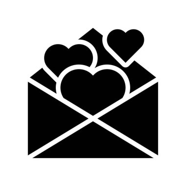 Romantizmle ilgili zarf ya da kalp vektörü katı tasarım içeren aşk mektubu