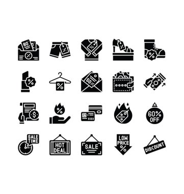 Kara Cuma cüzdanı, dolar, banka kartı, erkek ayakkabısı, kadın ayakkabısı, ruj ve katı tasarım gömlek vektörü