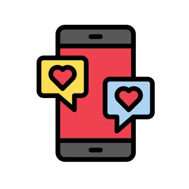 Aşk sohbeti ile ilişkili romantik mobil düzenlenebilir felçli sohbet vektörü