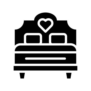 düğün ve aşk ilişkili çift yatak veya katı tasarım çift yatak vektörü