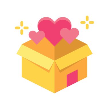 Kara Cuma hediye kutusu ve düz tasarım kalp vektörü