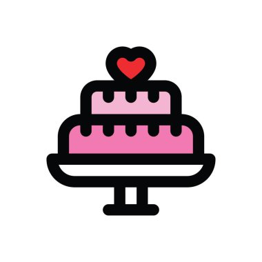 Aşk ve romantizm, sevgililer günü pastaları, günlük vektörler, düzenlenebilir felçler.,