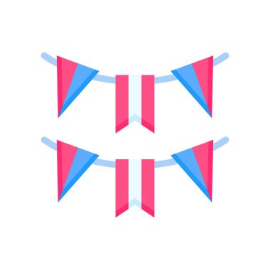 4 Temmuz Birleşik Devlet Dekorasyon Sancakları veya şerit vektörlü sokak afişleri düz stil