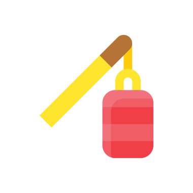 Düz tasarımda Çin 'e özgü yeni yıl dekorasyonuyla ilgili fener vektörü