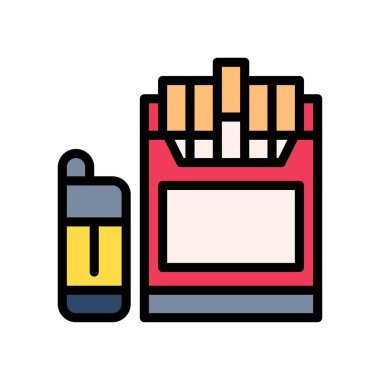 Akşam yemeği pazarı veya internet alışverişi ile ilgili sigara dumanı daha hafif vektör ve düzenlenebilir felç