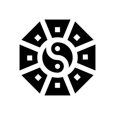 Çin 'de yeni yıla ilişkin yin yang veya Feng shui vektörü katı tasarım