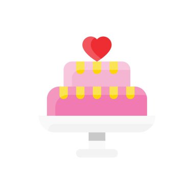 Aşk ve romantizm, Sevgililer Günü vektörleriyle ilgili pastalar, düz tasarımlar.,