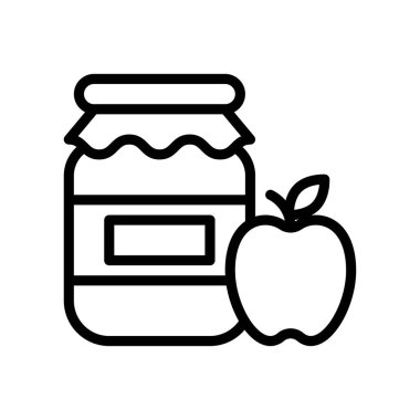 reçel ve elma simgesi, süpermarket konsepti, vektör illüstrasyonu 