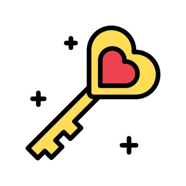 Romantizmle ilgili kalp kalp üzerinde düzenlenebilir felçli anahtar vektör