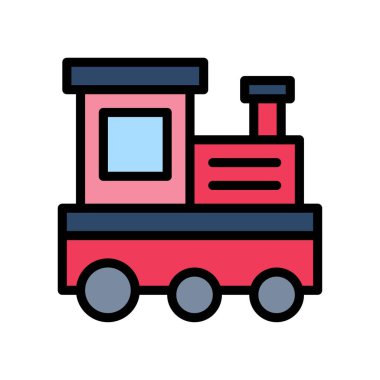 Akşam yemeği pazarı ya da çevrimiçi alışveriş merkezli bebek oyuncağı treni düzenlenebilir felçli tekerlek vektörü