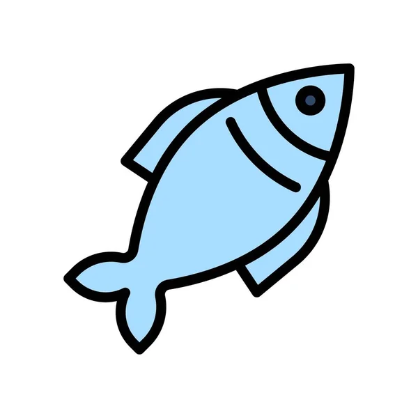 夕食市場やオンラインショッピングに関連する魚や魚の羽のベクトルと海の食べ物編集可能なストローク — ストックベクタ