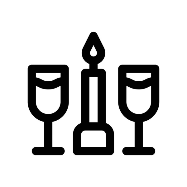 Valentini Correlati Amore Romanticismo Bicchieri Vino Con Vettore Candela Stile — Vettoriale Stock