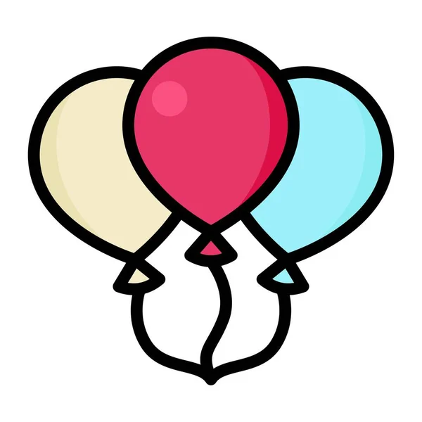 編集可能なストロークで誕生日や新生児ベクトルに関連する飛行気球 — ストックベクタ
