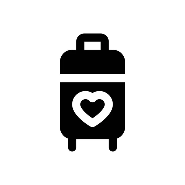 带固体设计的行李载体上的爱情与婚礼相关的心 — 图库矢量图片