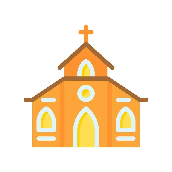 Boda Amor Relacionados Iglesia Con Vector Cruz Diseño Plano — Vector de stock