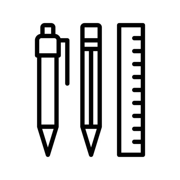 Ícones Caneta Lápis Régua Conceito Supermercado Ilustração Vetorial —  Vetores de Stock