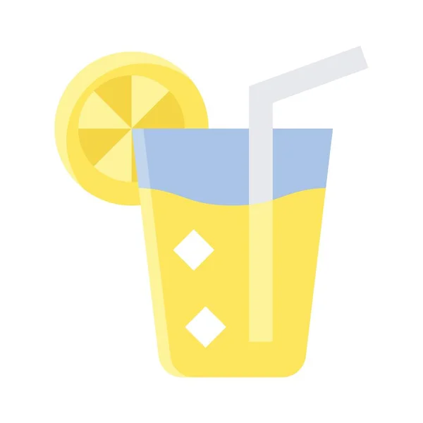 Лимонный Сок Трубкой Векторами Льда Плоском Стиле — стоковый вектор