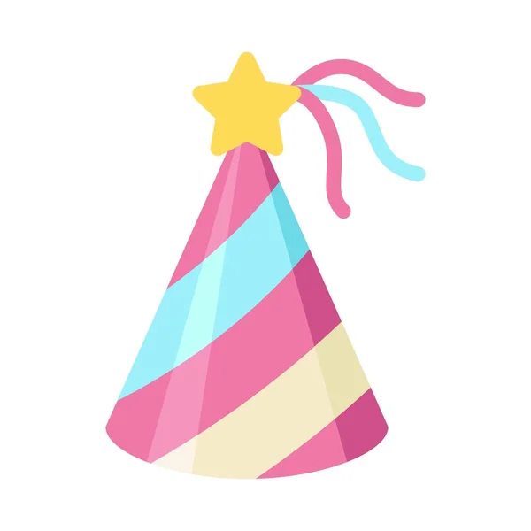 Verjaardag Pasgeboren Baby Gerelateerde Verjaardagskap Met Ster Strips Vectoren Platte — Stockvector
